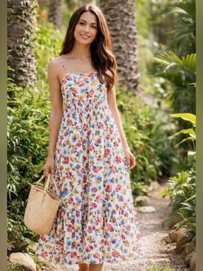NWT THE GREAT. The Dainty Floral Tiered Peplum Maxi SunDress Size L
